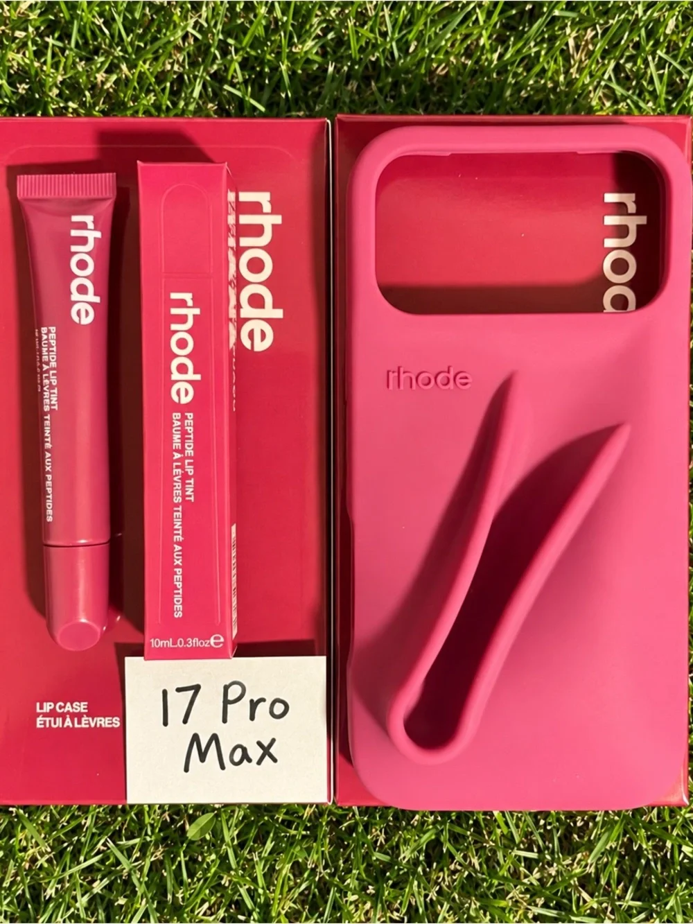 RHODE raspberry Silicone iPhone 17 Pro Max Case with Lip Tint Slot
